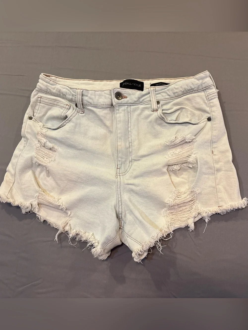 Kendall & Kylie The Icon Short Distressed High-Rise Jean Shorts Size 13/31